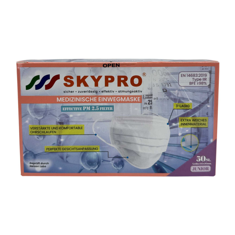 SKYPRO -  medizinische Einwegmaske für Kinder, weiß - 50 Stück